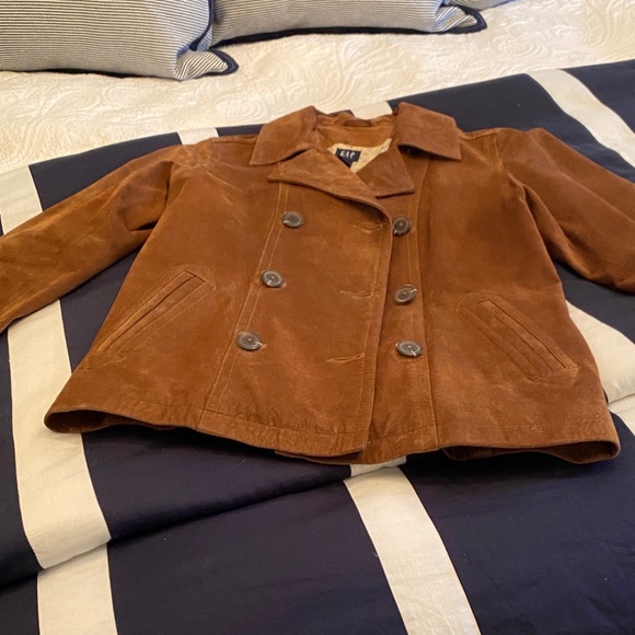 GAP Kids caramel suede Floral Lined Jacket.